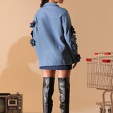Denim Fleur Appliqué Jacket