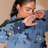 Denim Fleur Appliqué Jacket