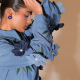 Denim Fleur Appliqué Jacket