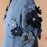 Denim Fleur Appliqué Jacket