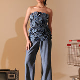 Denim Bloom Strapless Co-ord