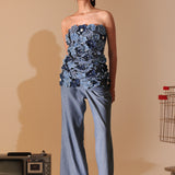 Denim Bloom Strapless Co-ord